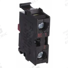 EATON Contact Block: 22 mm Panel Mounting Size, 1NC, Momentary, M22/M22M Series (MPN M22-K01). Key specifications — Switch Action: Momentary; Terminal Connection Type: Screw Clamp Terminals; Brand: EATON; Compatible with Series: M22.