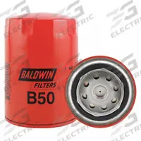 BALDWIN FILTERS Oil Filter: B50, LF607, 5/8"-18 Thread Size, 5 3/8 in Overall Ht, Oil, Cellulose. Key specifications — Baldwin Interchange: B50; FleetGuard Interchange: LF607; Brand: BALDWIN FILTERS; Compatible Vehicle Make: Massey Ferguson; Includes: Flow Control Orifice; Media Material: Cellulose.