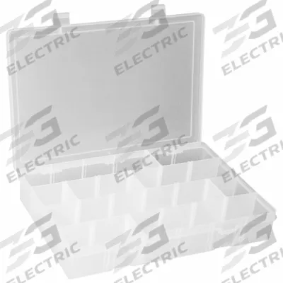 DURHAM MFG Compartment Box: 9 in x 13 1/8 in x 2 3/8 in, Clear, 24 Compartments - Small Parts Compartmented Boxes with Adjustable Dividers