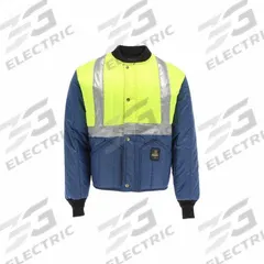 REFRIGIWEAR Jacket: Jacket, Men's, 4XL, Lime/Navy, Regular, Insulated for Cold Conditions, 10°F (MPN 8225RNLM4XLL2). Key specifications — Brand: REFRIGIWEAR; Insulated for Cold Conditions: Yes; Color: Lime/Navy; Includes Hood: No; Style: Lightweight Work Jacket; Temperature Rating: 10°F; Collar Style: Knit; Includes Lining: No.