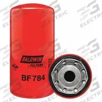 BALDWIN FILTERS Fuel Filter: Spin-On, 4 11/16 in Outside Dia, 1 1/4"-12 Thread Size, Diesel Fuel (MPN BF784). Key specifications — attr1137520: BF784; attr1137521: FF5036; attr434022: BALDWIN FILTERS; attr427730: Cellulose; attr427731: Integral Post Seal; attr1017112: Buses; attr1017113: Terex.