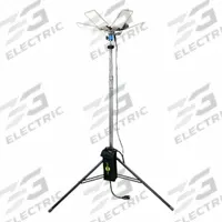 POWERMOON Temporary Job Site Light: LED, 15,000 lm Max Brightness, 11.5 ft Max Ht, IP68 (MPN 11641). Key specifications — Operating Voltage: 12V DC; Brand: POWERMOON; Frame Color: Silver; Manufacturer Part Number: 11641.