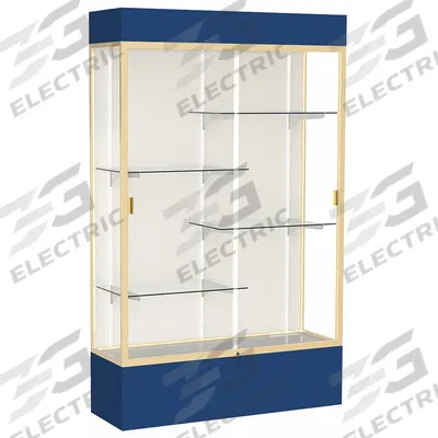 GHENT Freestanding Display Case: Navy Blue, 80 in Overall Ht, 48 in Overall Wd - Display Cases