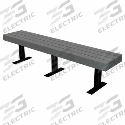 ULTRASITE Outdoor Bench: Trailside, 72 in Overall Lg, 17 1/4 in Overall Ht, Gray - Vandal Resistant Resinwood Benches