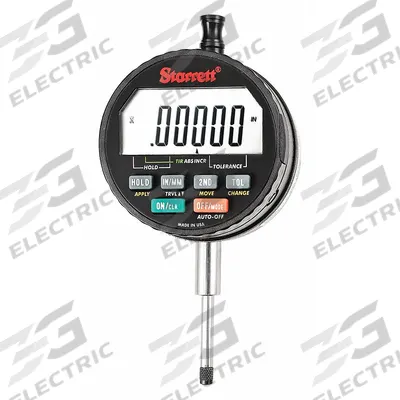 STARRETT Digital Indicator: 0 in to 1 in /0 mm to 25 mm, Inch/Metric, +/- 0.0001 in Accuracy - Digital Indicators with Non-Removable Flat Back