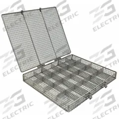 MARLIN STEEL WIRE PRODUCTS Parts Washer Basket: Rectangular, Stainless Steel, Silver, Lid Included (MPN 02035003-38). Key specifications — Handle Included: Handle Included; Mesh Opening Size: #2; Stackable: Stackable; Lid Included: Lid Included; Brand: MARLIN STEEL WIRE PRODUCTS.