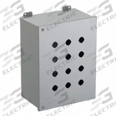 HAMMOND Push Button Enclosure: 22mm, 12 Holes, Carbon Steel, NEMA 12 (MPN 1489MP12). Key specifications — Brand: HAMMOND; Environments & Applications: Indoor Dust & Water Droplets.
