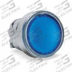 SCHNEIDER Flush Push Button: Blue, 22 mm Mounting Size, Metallic, Maintained (MPN ZB4BH063). Key specifications — Brand: SCHNEIDER; Action: Maintained; Series: XB4; Push Button Material Type: Metallic.