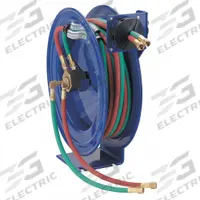 COXREELS Welding Hose Reel: 50 ft (1/4 in I.D.), 9/16 in F UNF, 200 psi Max Op Pressure, Brass, Blue (MPN SHW-N-150). Key specifications — Includes Hose: Yes; Swivel Material: Brass; Reel Color: Blue; Hose Capacity: 50 ft (1/4 in I.D.); Hose End Configuration: 9/16 in F UNF; Overall Dimensions: 19-1/2 in L x 10-1/4 in W x 21-1/4 in H; Brand: COXREELS.
