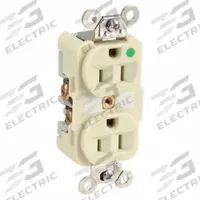 HUBBELL Receptacle: Hospital Grade Fed. Spec., Duplex, 5-15R, Ivory, 125V AC, 15 A, 2 Pole / 3 Wire (MPN HBL8200I)