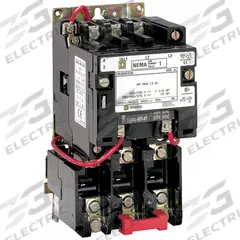 SQUARE D Magnetic Motor Starter: Non-Reversing, 2 Poles, NEMA Size 1, 27 A, 240V AC Coil (MPN 8536SCO2V03). Key specifications — Brand: SQUARE D; Coil Voltage: 220/240V AC; Phase: Three; Operator: None; Terminal Connection Type: Screw Clamp Terminals; Includes Pilot Light: No; Operator Controls: None; Auxiliary Contacts Included: No Auxiliary Contacts Included.
