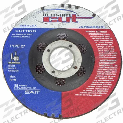 UNITED ABRASIVES-SAIT Depressed Center Cut-Off Wheel: Type 27, 5" x 0.045" x 7/8", Aluminum Oxide - General Purpose Cut-Off Wheels for Carbon & Stainless Steel