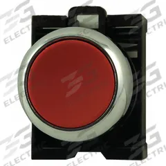 EATON Flush Push Button: Red, 22 mm Mounting Size, Metallic, Maintained (MPN M22M-DR-R). Key specifications — Brand: EATON; Action: Maintained; Series: M22; Push Button Material Type: Metallic.