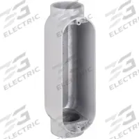 Conduit Outlet Body: Aluminum, 2 in Trade Size, C Body, 67 cu in Body Capacity, Threaded Hub (MPN RC200). Key specifications — Finish: Powder Coated; For Use With: IMC; Brand: RACO; Hub Style: Threaded.