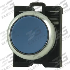 EATON Flush Push Button: 22 mm Mounting Size, Metallic, Maintained (MPN M22M-DR-B). Key specifications — Brand: EATON; Action: Maintained; Series: M22; Push Button Material Type: Metallic.