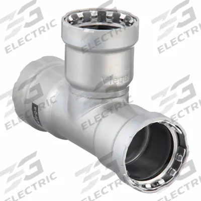 VIEGA MEGAPRESS Crimp Tee Fitting: 1 1/4 in Pipe x 1 1/4 in Pipe x 1 1/4 in Pipe Size, Steel - Steel Press Pipe Fittings