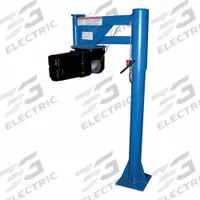 VESTIL Davit Crane: Steel, Electric, 400 lb Max. Load Capacity, 3.3 ft to 3 ft, Pedestal (MPN VAN-J-DC). Key specifications — Material: Steel; Brand: VESTIL; Included Base Type: Pedestal; Body Material: Steel.