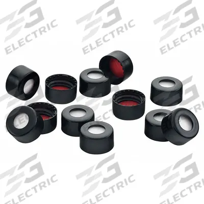 CHEMGLASS Closure: 8 mm Dia, Black, PTFE, 8-425 mm Screw Closure Size, Autoclavable - Snap On Bottle Caps