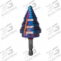 SPYDER Step Drill Bit: 1/4" to 1-3/8", Black Oxide HSS, Impact Rated, Quick-Change Hex Shank (MPN 19024). Key specifications — attr1234936: Impact Rated.