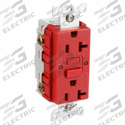 HUBBELL GFCI Receptacle: Duplex, 5-20, Red, GFCI, 125V AC, 20 A, 2 Pole / 3 Wire (MPN GFRWR20R) - General Purpose Receptacles