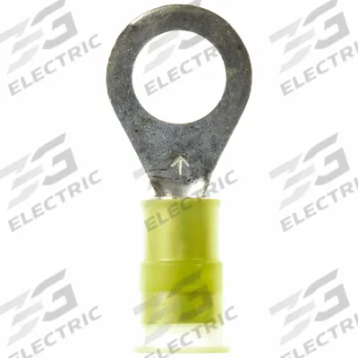 3M Ring Terminal: Yellow, Nylon Insulation, 5/16 in Stud Size, 12 AWG to 10 AWG Wire Sizes - Insulated Ring Terminals