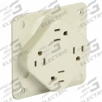 BRYANT Receptacle: Quad, 5-15, Ivory, 125V AC, 15 A, 2 Pole / 3 Wire (MPN 1254I)