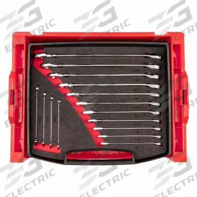 TEKTON Combination Wrench Set: Steel, Chrome, 15 Tools, 1/4 in to 1 in Range of Head Sizes - SAE 12-Point Combination Wrench Sets