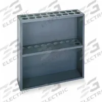 DURHAM MFG Threaded Rod Rack: Standalone, 24 in x 6 7/8 in x 24 in, 18 Bays, Gray, Vertical (MPN 367-95). Key specifications — Rack Configuration: Standalone; Usable Bay Dimensions WxD: 2-1/16 in x 2-1/16 in; Orientation: Vertical; Color: Gray; Brand: DURHAM MFG.