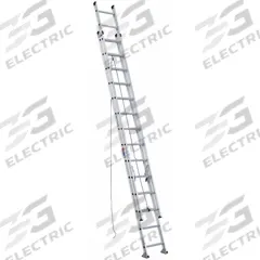 WERNER Extension Ladder: 28 ft Ladder Size, Aluminum, 300 lb Load Capacity, 56 lb Wt, 2 Sections (MPN D1528-2). Key specifications — Color: Silver; Brand: WERNER; Included Features: Rope and Pulley; Removable Fly: Removable.