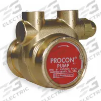 PROCON Rotary Vane Pump: Direct Drive, Low-Lead Brass Body, 3/8" NPT, 25 gph Max. Flow, Carbon Vanes (MPN 112A025F11CA 250). Key specifications — Vane Material: Carbon; NSF 169 Listed: Yes; Relief Valve Type Included: Balanced; Brand: PROCON; Strainer: Not Included; Ports: 3/8" NPT; Relief Valve Type: Balanced.