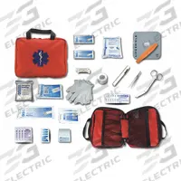 Flat Pac Mini Kit: 51 Components, Nylon, Bag, Orange, Medication Included, Nylon (MPN 891). Key specifications — Brand: EMI; Adhesive Bandages Included: (25) Adhesive Bandages; Product Type: Flat Pac Mini Kit; PPE and Disposal Equipment Included: (2) Nitrile Gloves; Oral and Inhalant Medicinals Included: (2) Ammonia Towelettes; Tools Included: Splinter Forceps; Topical Medicinals Included: (6) Antimicrobial Hand Wipes; Wound Dressings Included: Bandages and Dressings.