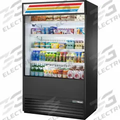 TRUE REFRIGERATION Refrigerated Merchandiser: 78 1/2 in x 48 in x 29 7/8 in, Black, 4 Shelves (MPN TOAM-48-HC~TSL01). Key specifications — attr1277723: TRUE REFRIGERATION; attr1277683: R-290; attr1277691: No; attr1277694: Black; attr1280716: Partial Glass Panel; attr1280729: TOAM.