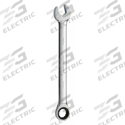 WESTWARD Combination Wrench: Alloy Steel, Chrome, 46 mm Head Size, 25 3/8 in Overall Lg - Metric 12-Point Ratcheting Combination Wrenches