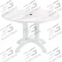 GROSFILLEX Folding Patio Table: White Marble, Resin, 28 3/8 in Overall Ht, 48 in Overall Dia, White (MPN US481004). Key specifications — Frame Color: White; Frame Material: Polypropylene; Tabletop Color: White Marble; Tabletop Material: Resin.