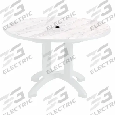GROSFILLEX Folding Patio Table: White Marble, Resin, 28 3/8 in Overall Ht, 48 in Overall Dia - Round Top Patio Tables