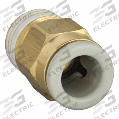 SMC Push-Fit Adapter Fitting: 6 mm OD x 1/8 in Pipe Size, Push-to-Connect x BSPT - Polybutylene & Brass Tube Fittings