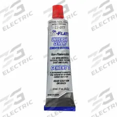 TRU-FLATE Universal Cement: Universal Cement, Liquid, Tube, 2 oz Container Size, Universal, Clear (MPN 12-077). Key specifications — Container Type: Tube; Product Type: Universal Cement; Product Form: Liquid; Compatible Tire Type: Universal; Brand: TRU-FLATE.