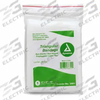APPROVED VENDOR Triangular Bandage: 40 in Short Side Lg, 56 in Long Side Lg, 2 Pins Included (MPN 65001). Key specifications — Manufacturer Part Number: 65001; Brand: APPROVED VENDOR.