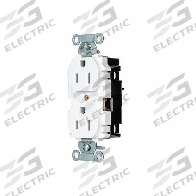 HUBBELL Receptacle: Duplex, 5-15, White, 125V AC, 15 A, 2 Pole / 3 Wire (MPN BR15STW) - General Purpose Receptacles