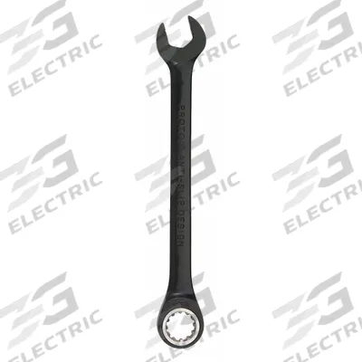 PROTO Combination Wrench: Alloy Steel, Black Chrome, 19 mm Head Size, 9 3/4 in Overall Lg - Metric Spline Ratcheting Combination Wrenches