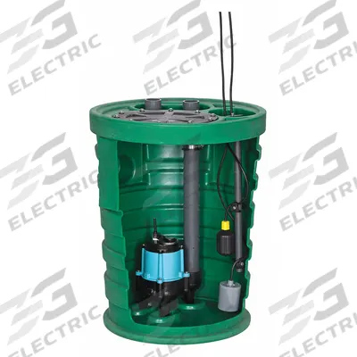 LITTLE GIANT Sewage Ejector System: 41 gal, 1/2 hp, 120V AC, 95 gpm Flow Rate @ 10' of Head - Simplex Sewage Ejector Pump Systems