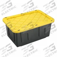 DURABILT Storage Tote: 27 gal, 30 3/4 in x 20 1/2 in x 14 3/8 in, Black Body, Yellow Lid, Yellow (MPN 4427GRBKYL.04). Key specifications — Material: Plastic; Edge/Corner Design: Rounded; Body Color: Black; Lid Color: Yellow; Brand: DURABILT; NSF Certified: Not NSF Certified; Nestable: Nesting Capable.