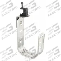 B-LINE BY EATON J-Hook: Clamp-On with Locking Latch, 4 in Max. Bundle Dia., 30 lb Max. Load Capacity (MPN BCH64-C2). Key specifications — Material: Galvanized Steel; Mounting: 360° Horizontal Rotation; Includes Locking Latch: Yes; Color: Silver; Brand: B-LINE BY EATON; Mounting Location: Beam; Mounting & Attachment (subhead): Clamp-On with Locking Latch.
