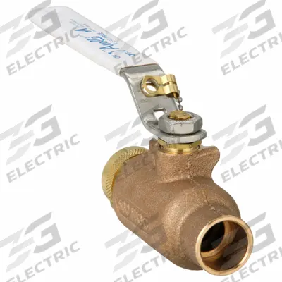 APOLLO Manual Two-Way Ball Valve: 3/4 in Size, Bronze, Straight, Sweat x Sweat - Bronze Ball Valves with Dust Cap & Chain