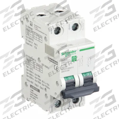SCHNEIDER Supplementary Protector: 50 A Amps, 500V DC, 5kA at 250V DC, Screw Clamp - DC-Only Rated, 2-Pole UL1077 DIN Rail-Mount Supplementary Protectors