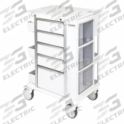 MARKETLAB Medical Procedure Cart: Aluminum, (2) Swivel/(2) Swivel with Brake, White - Medical Procedure Carts
