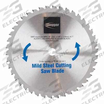 FEIN Circular Saw Blade: 8 in Blade Dia., 42 Teeth, 0.38 in Cut Wd, 5/8 in Arbor Size - Steel & General Metal-Cutting Blades