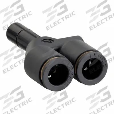 LEGRIS Push-Fit Wye Fitting: 5/16 in OD x 5/16 in OD x 5/16 in OD Size, 2 in Overall Lg - Nylon & Nickel-Plated Brass Tube Fittings