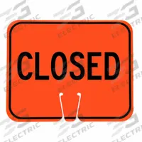 Traffic Cone Sign: MUTCD, Closed, 10 1/2 in Ht, 12 1/2 in Lg, ABS Plastic, 1/4 in Wd (MPN 03-550-CL). Key specifications — Brand: CORTINA; Color: Orange; For Use With Product Type: Traffic Cones; Legend: Closed; Material: ABS Plastic.