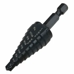LENOX Step Drill Bit: 1/4" to 3/4", Black Oxide HSS, Impact Rated, Quick-Change Hex Shank (MPN 30883VB3). Key specifications — attr1234936: Impact Rated.